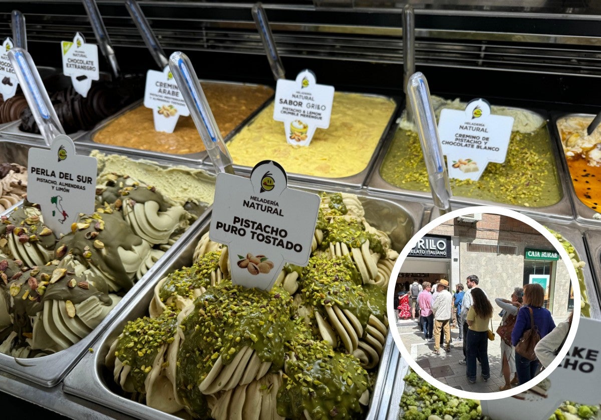 Enormes colas para probar este helado de pistacho en Granada.