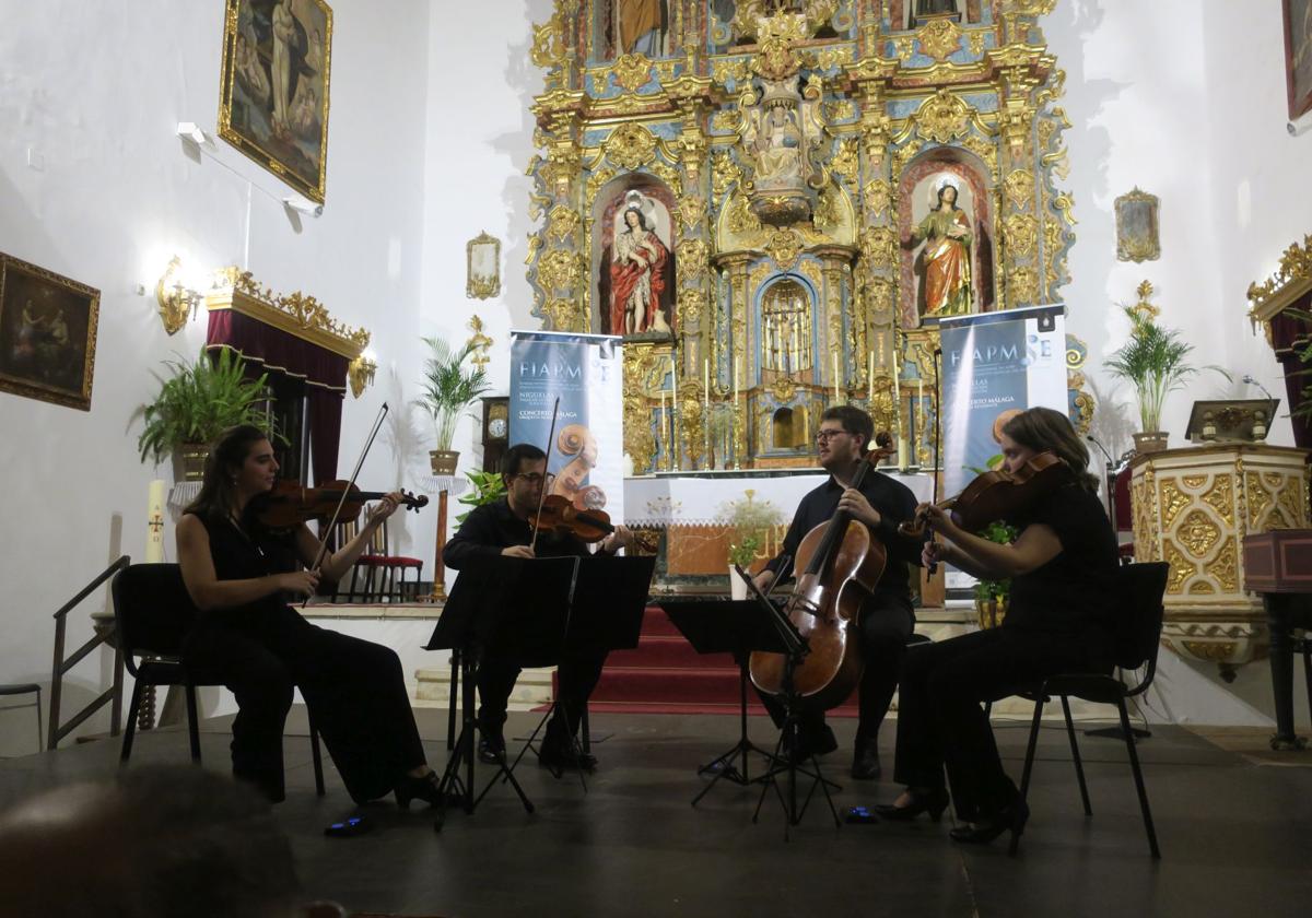 El Cuarteto Iberia, anoche en la iglesia de San Juan Bautista de Nigüelas.