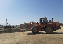 Obras del metro de Granada entre Churriana y Las Gabias.