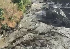 El cauce del río Grande, completamente anegado, en Trevélez.