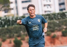 Rubi durante un entrenamiento del Almería