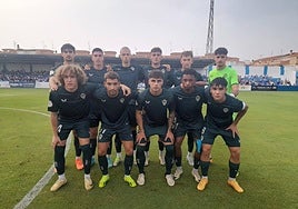 Formación presentada por la UD Almería B en El Rubial.