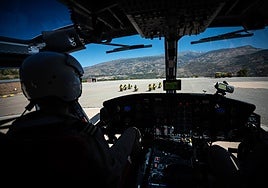Vista desde el helicóptero situado en el Centro de Defensa Forestal (Cedefo) de Sierra Nevada.