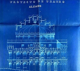Planos de la fachada del proyecto del Teatro Cervantes