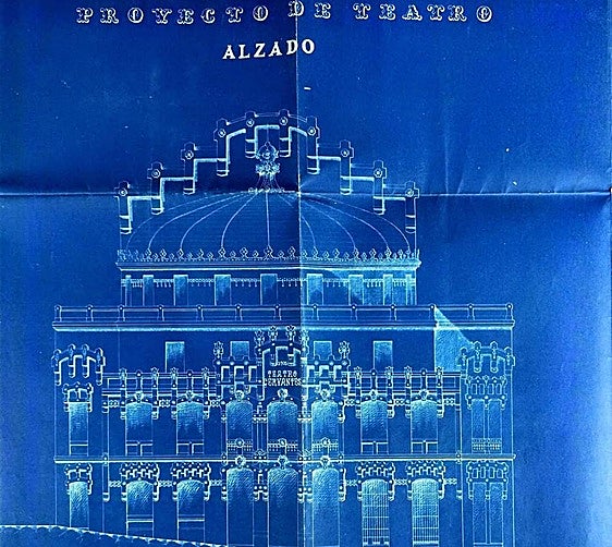Planos de la fachada del proyecto del Teatro Cervantes