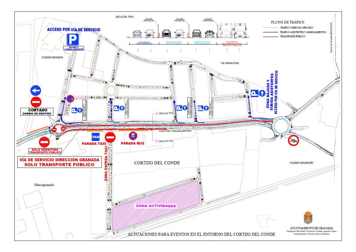 Plano de movilidad con motivo del Granada Sound