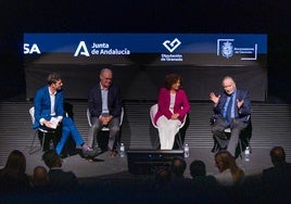 Enrique Árbol, David Jiménez-Blanco, Pilar Aranda y Fernando Méndez-Leite, en el Centro Federico García Lorca.