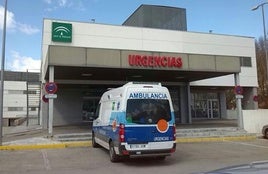 Ambulancia a las puertas de las urgencias del hospital de Loja.