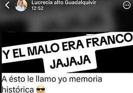 Mensaje en redes sociales de la portavoz de Porcuna.