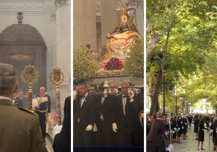 La Virgen de las Angustias procesionando por Granada.