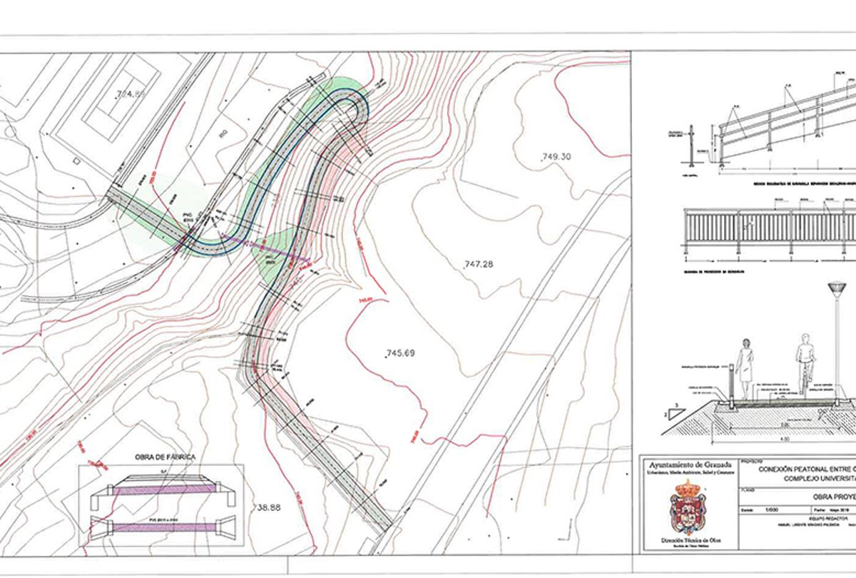 Plano del proyecto sendero que conectará Casería de Montijo con el Campus de Cartuja