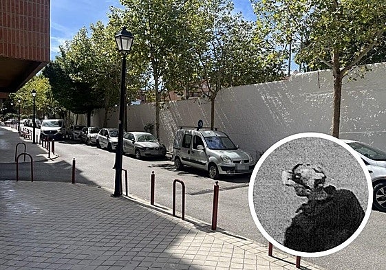 Avenida de Pulianas, donde ocurrió el crimen. En primer plano, el presunto autor del crimen.
