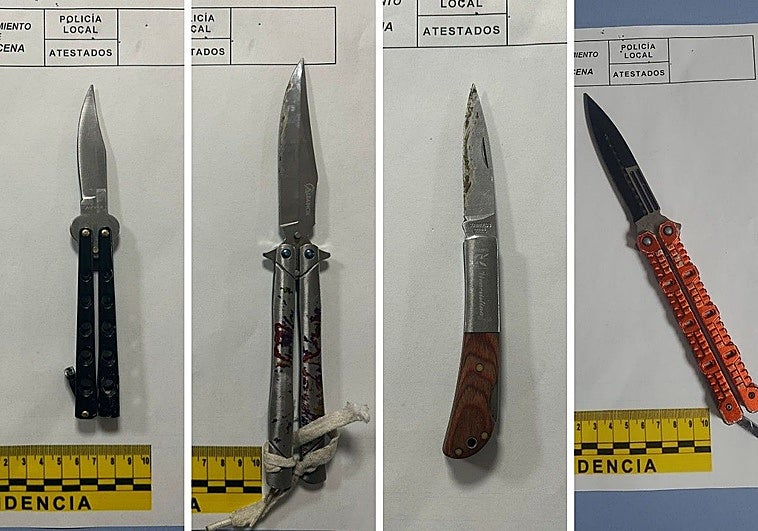 Cuatro armas blancas intervenidas en el último mes.