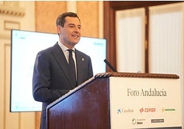 Juanma Moreno, durante su intervención.