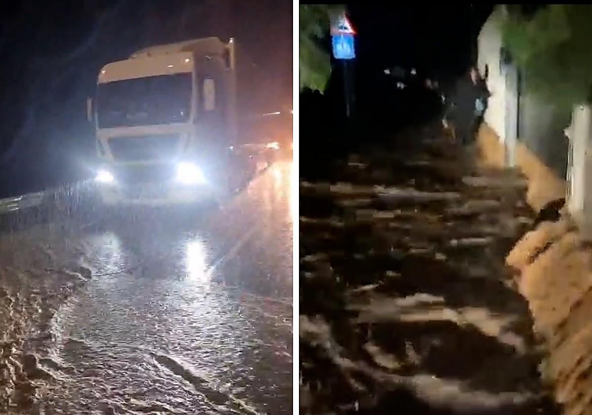 Imágenes grabadas desde la furgoneta atrapada en Valencia.