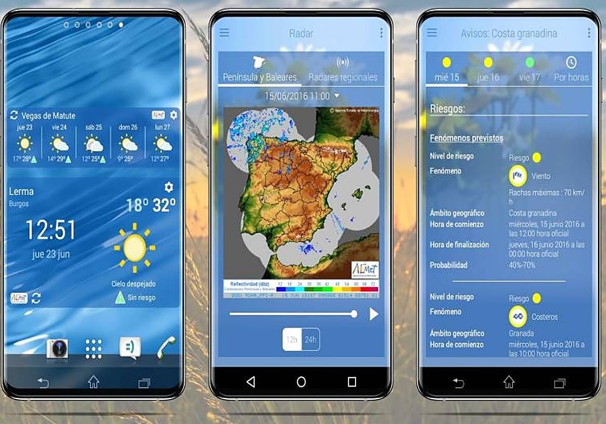 La forma de recibir las alertas de la Aemet mediante su aplicación en el móvil.