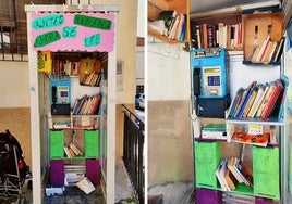 Una cabina telefónica convertida en librería.