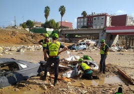 Efectivos del Greim de Granada inspeccionan un vehículo.