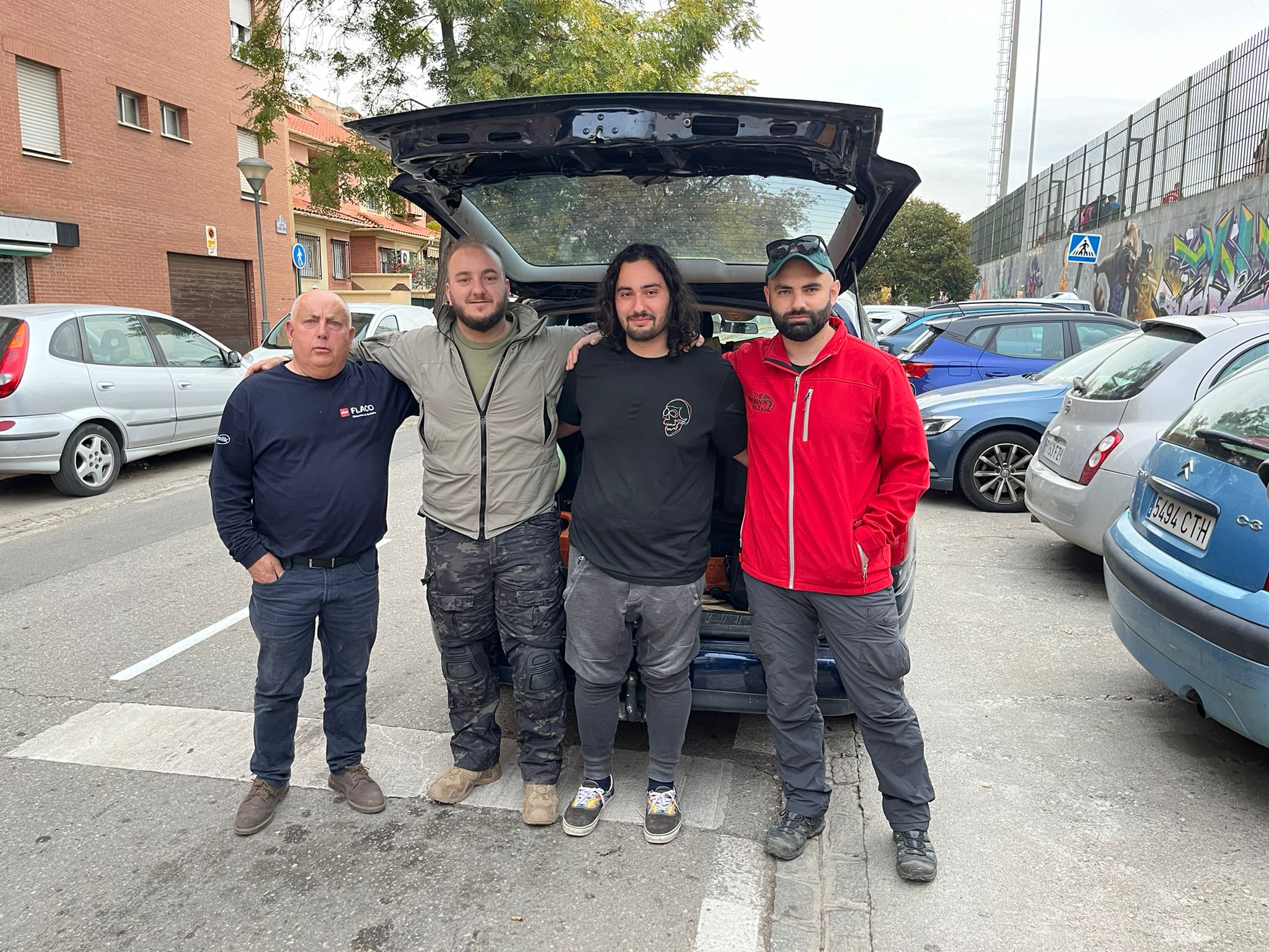 Rafael, Linde, Bubba y Local, antes de salir hacia Valencia.