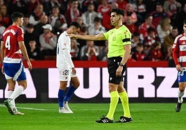 El colegiado González Díaz en Los Cármenes.