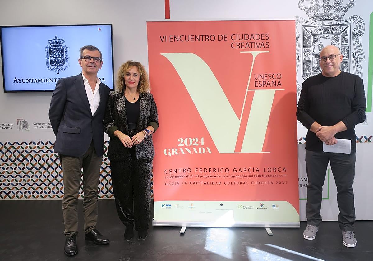 Juan Ramón Ferreira, Marta Nievas y Jesús Ortega, en la presentación.