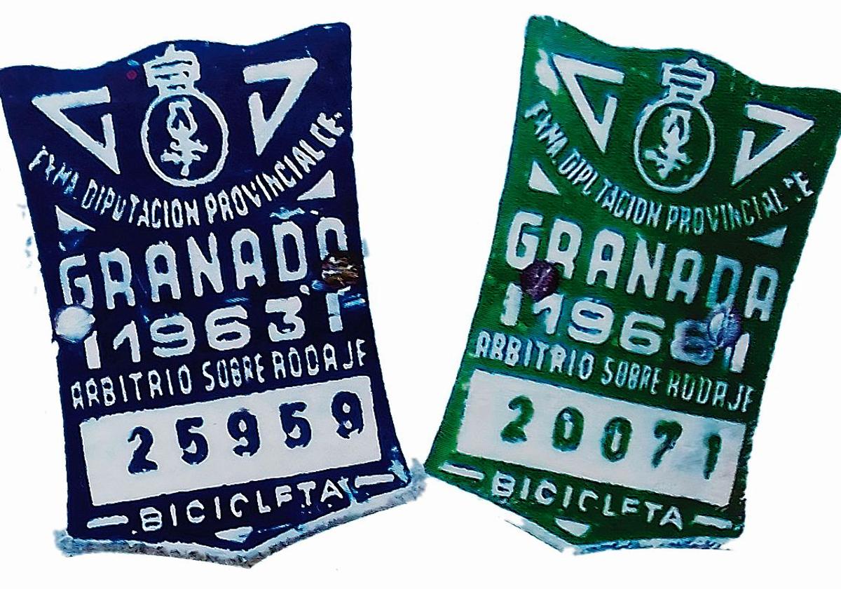 Matrículas de bicicletas para Granada, años sesenta.