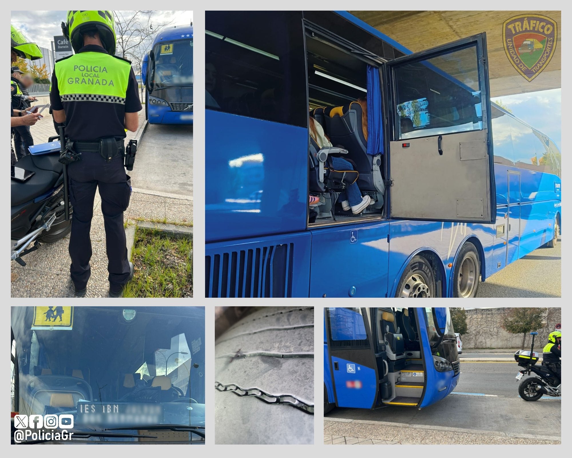 La Policía Local detecta a un bus escolar que circulaba con una puerta abierta y la ITV caducada