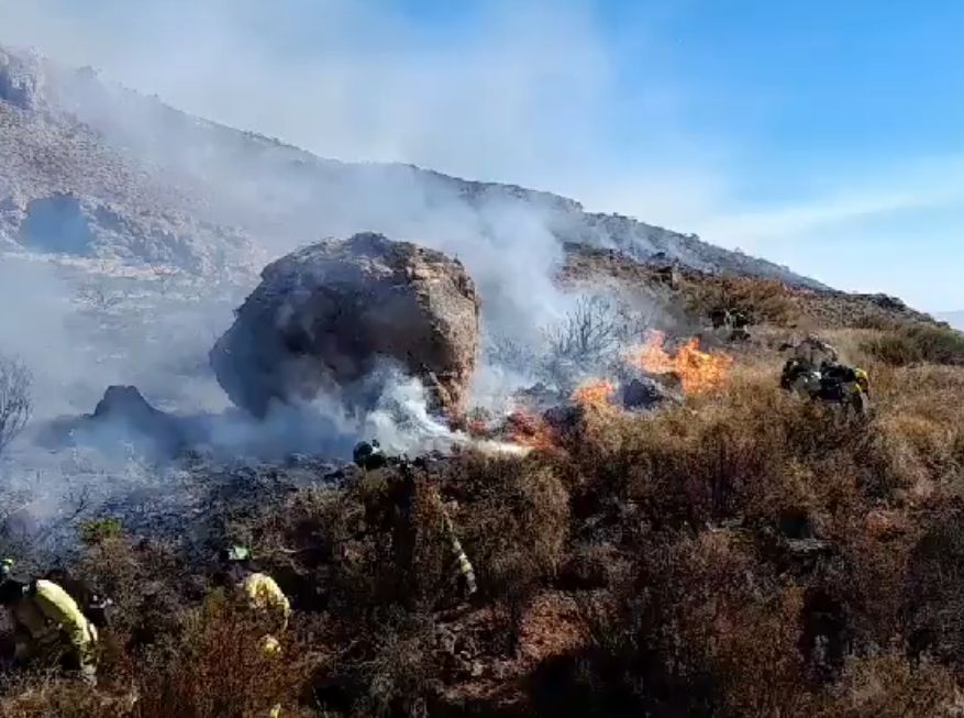 Efectivos trabajan en la zona incendiada.