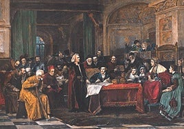 Audiencia de Isabel la Católica con Colón, en un cuadro de Wenzel Von Brozik.