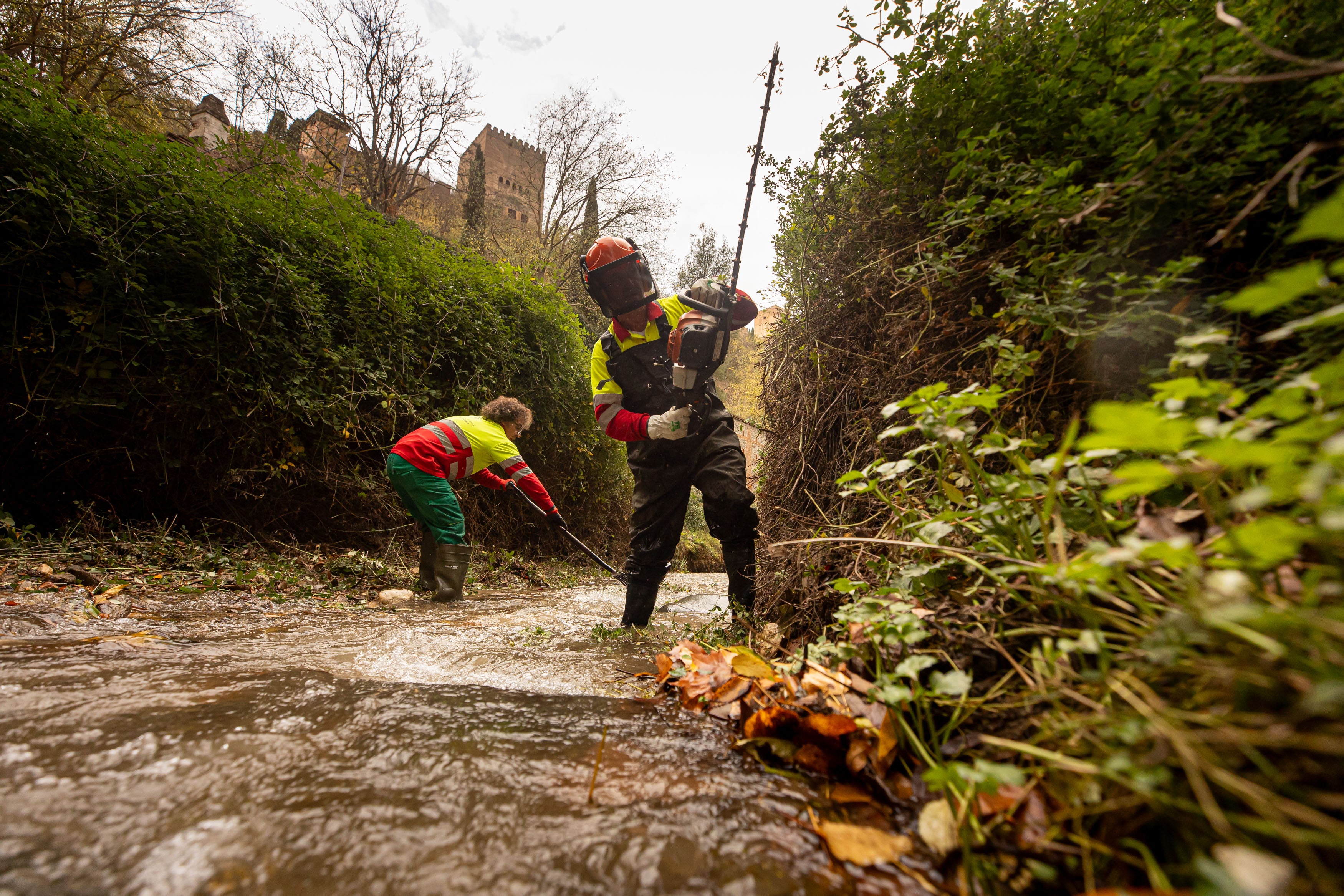Dentro de la limpieza del río Darro en Granada