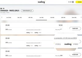 La web de Vueling no ofrece la conexión directa con París más allá del 30 de marzo, a partir de esa fecha los vuelos que pueden comprarse contemplan escala en Barcelona.