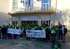 Concentración en defensa de una vivienda digna, en la puerta de la Subdelegación.