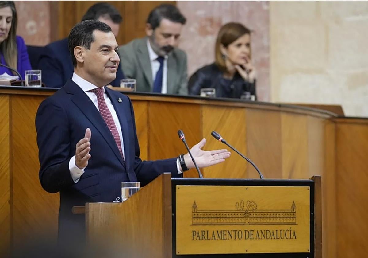 Juanma Moreno, durante su intervención.
