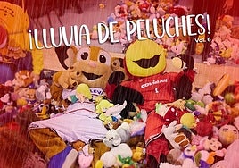 Cartel promocional de la lluvia de peluches del Covirán Granada.