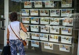 Una mujer observa ofertas en una inmobiliaria de la capital granadina en una imagen de archivo.