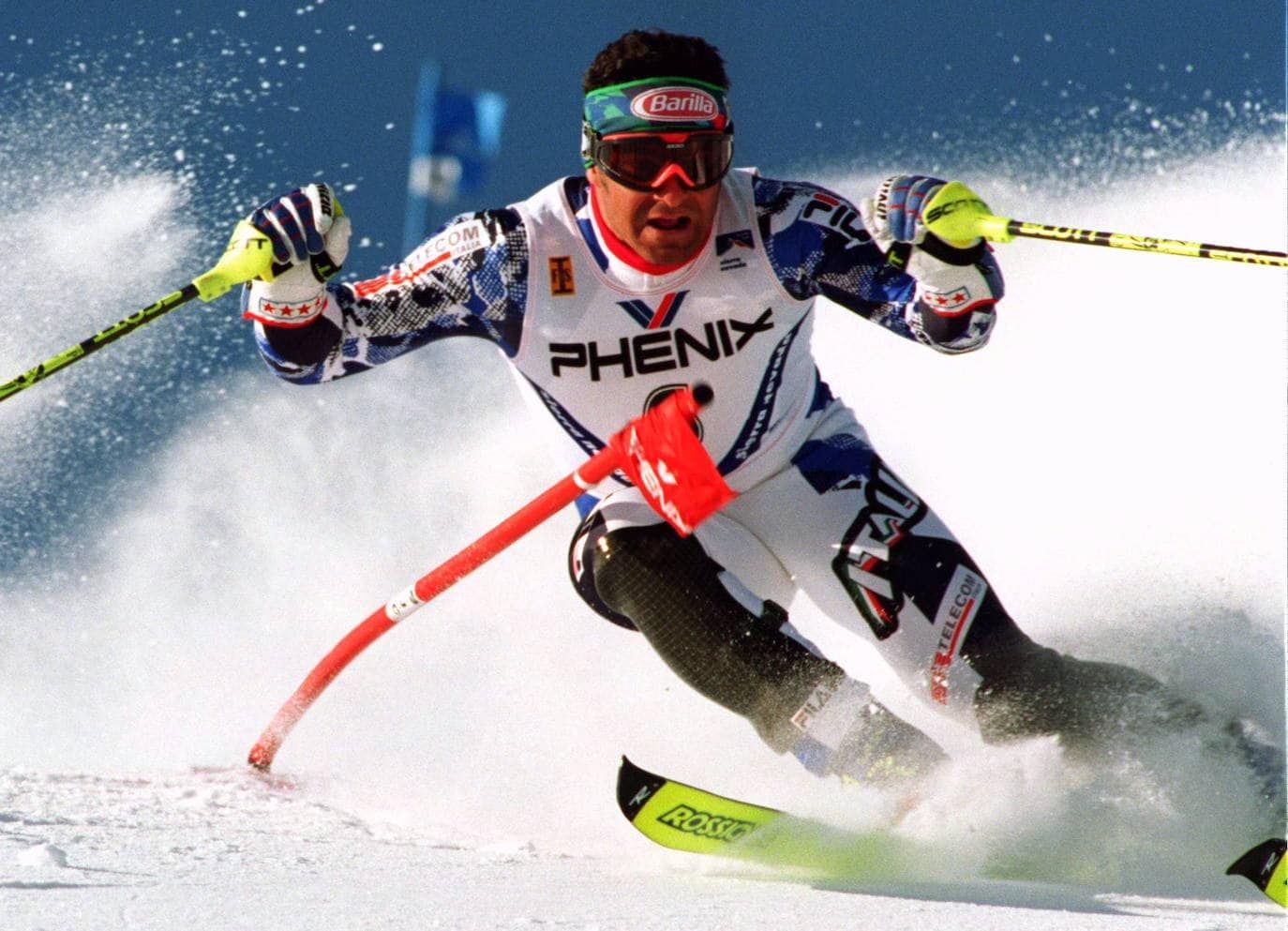 Alberto Tomba, en el slalom gigante de 1996 del Mundial de Sierra Nevada.