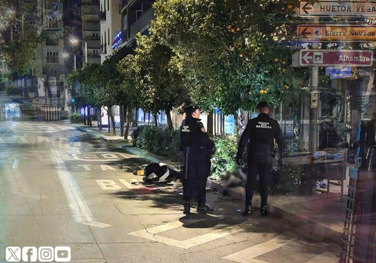 Muere un motorista de 38 años de madrugada en pleno centro de Granada