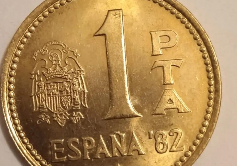 Moneda de 1 peseta del Mundial de España de 1982 que se vende en Ebay.