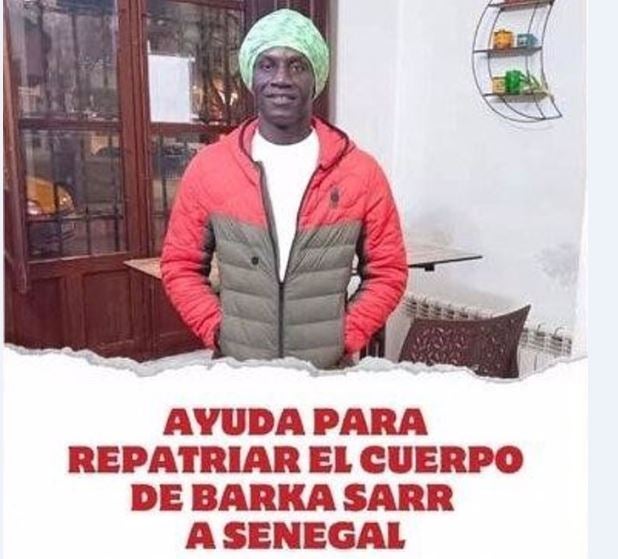 Cartel creado con la imagen de Barka Sarr para recaudar fondos.