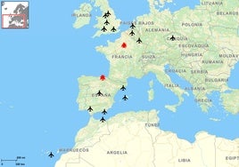En negro los destinos disponibles; en rojo las conexiones que ha perdido la provincia.