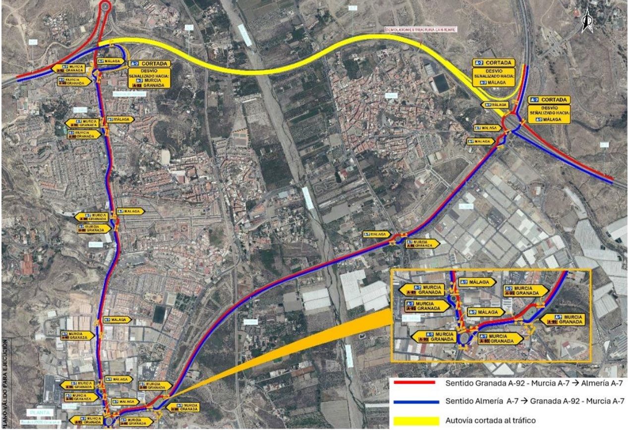 Rutas alternativas para la circulación durante el corte de la autovía.