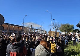 Miles de docentes se manifestaron ayer frente a la Consejería de Desarrollo Educativo, en Sevilla.