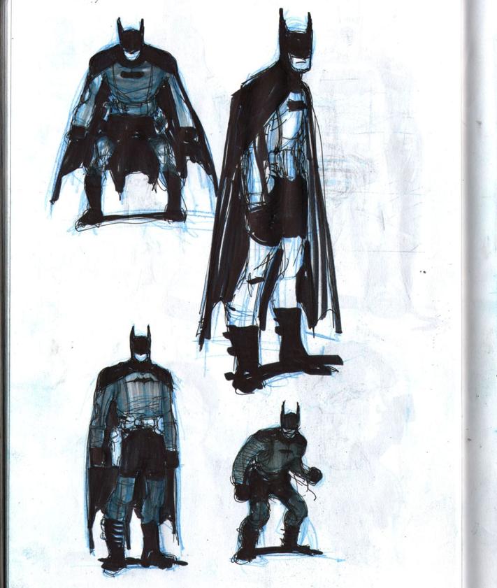 Imagen secundaria 2 - Bocetos del Batman de Walta, en su libreta de trabajo. 