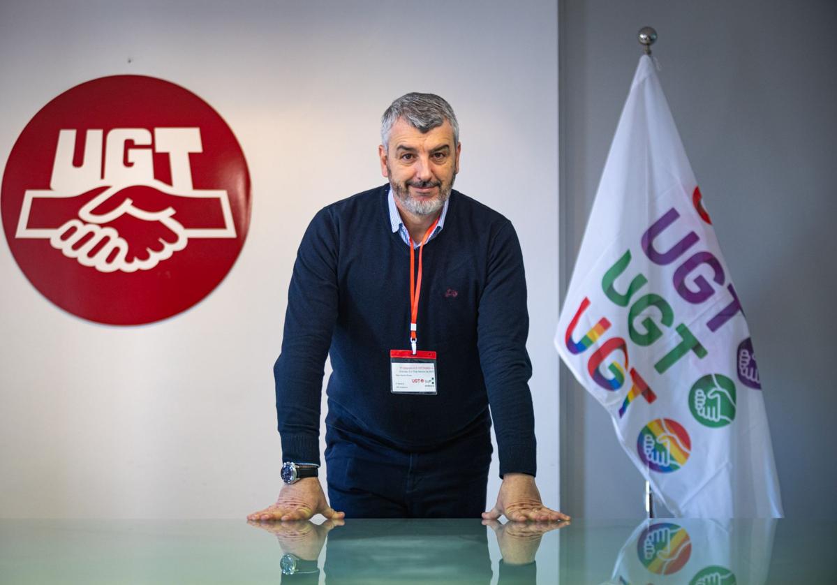 El líder de UGT Andalucía, Óskar Martín, en Granada, donde los días 18 y 19 de febrero participará en el congreso del sindicato.