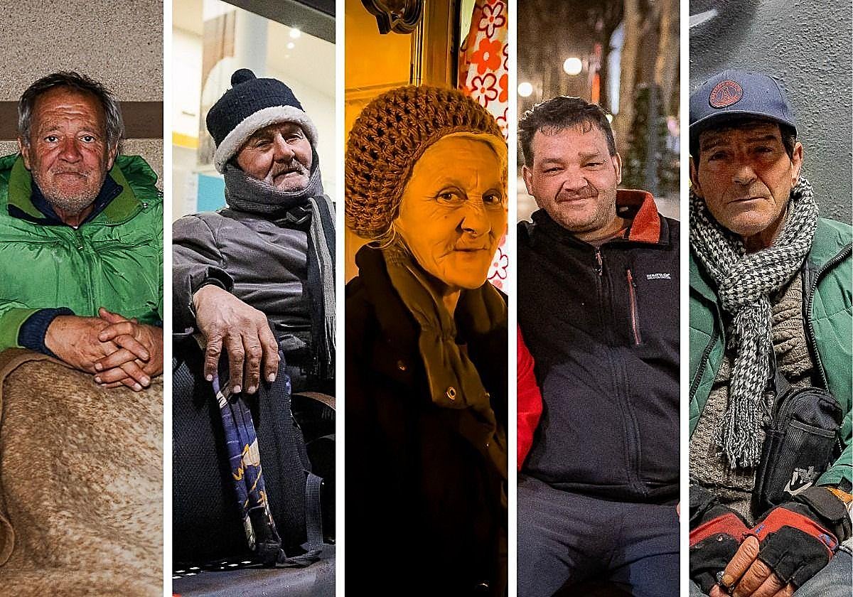 Rostros de personas sin hogar en Granada.