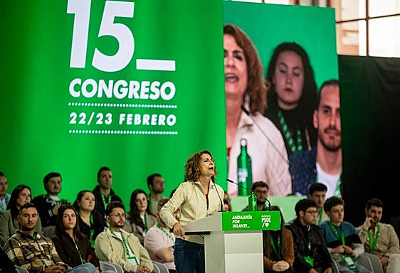 María Jesús Montero durante su intervención en el congreso del PSOE-A de Armilla.
