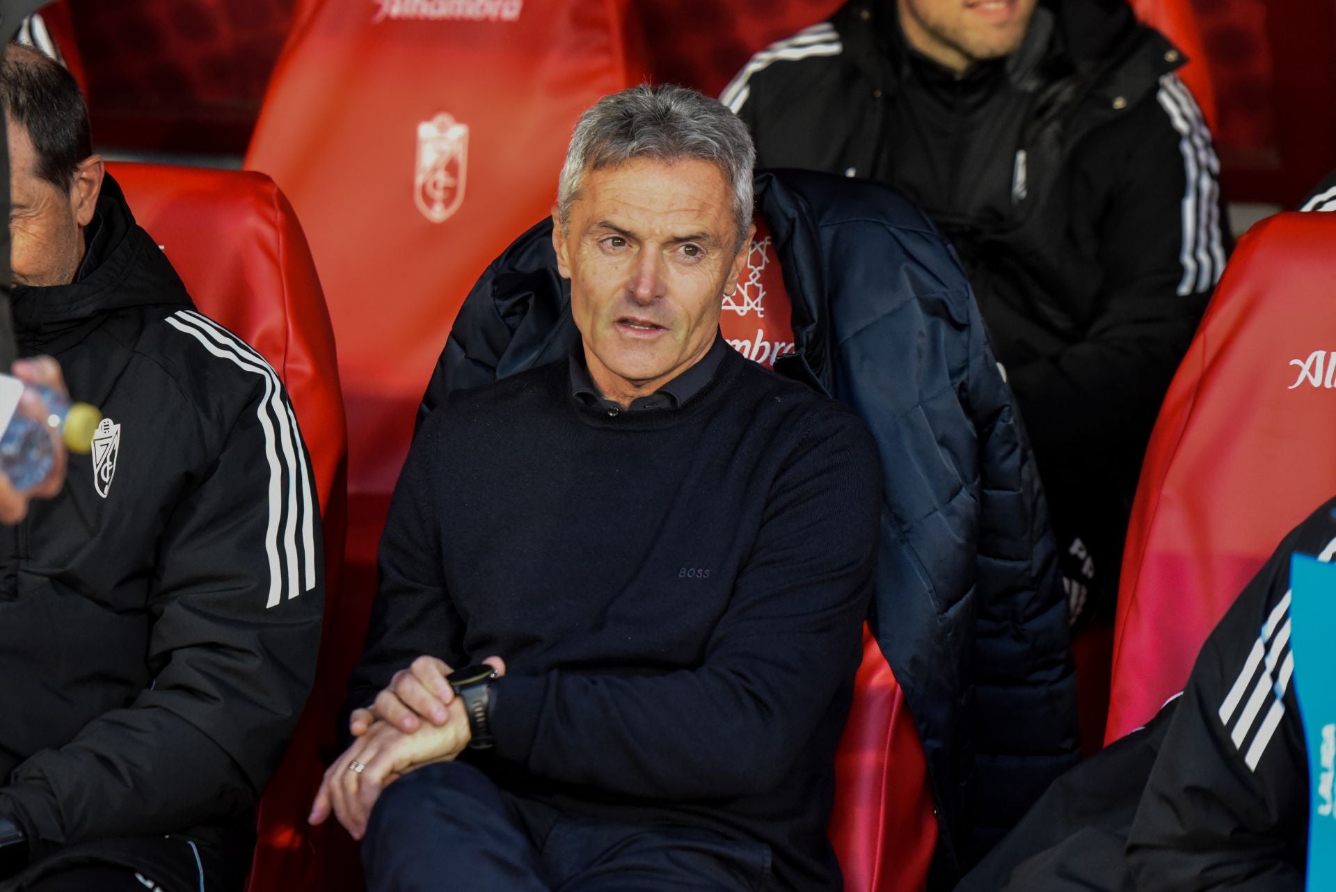 Fran Escribá, en el banquillo del Granada.