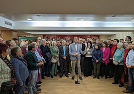 José María Martín, en la sede provincial del PSOE, durante su primer discurso como precandidato.