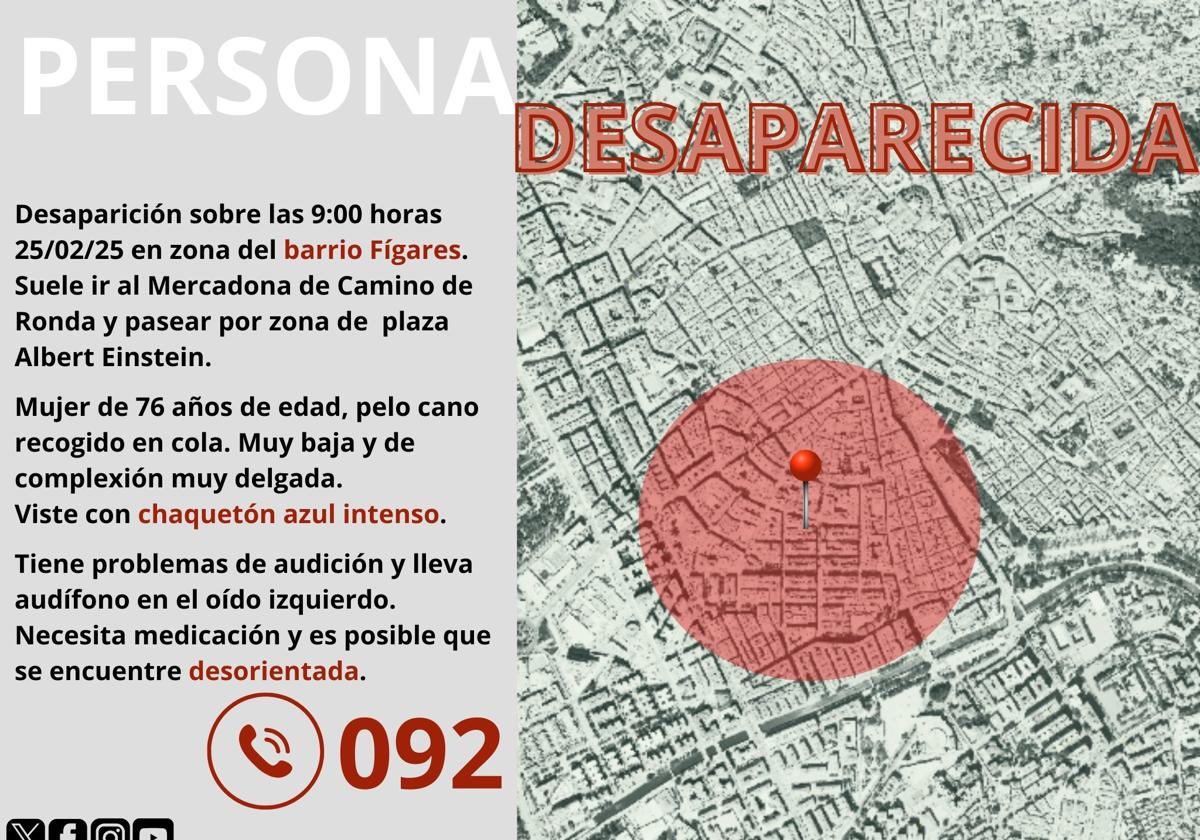 Localizada en buen estado una anciana con alzhéimer desaparecida en Granada