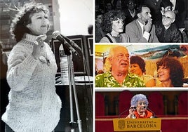 En una protesta, con Julio Anguita, Rafael Alberti y en el homeaje de la Universidad de Barcelona.